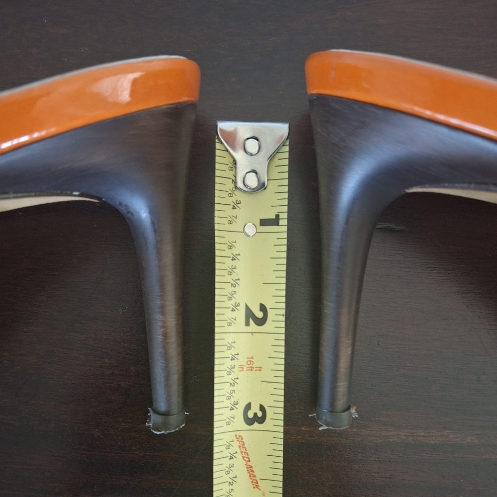 DONALD J PLINER Couture Orange Patent Leather Open Toe T Strap Slide - Size 10 - Picture 7 of 9